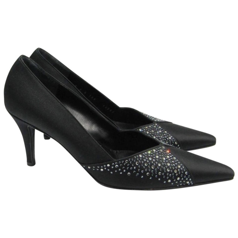 St John Sara Black Satin Evening Pumps Heels 8B